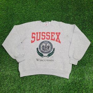 Vintage 1992 Sussex Wisconsin Sweatshirt Womens L 20x22 Gray